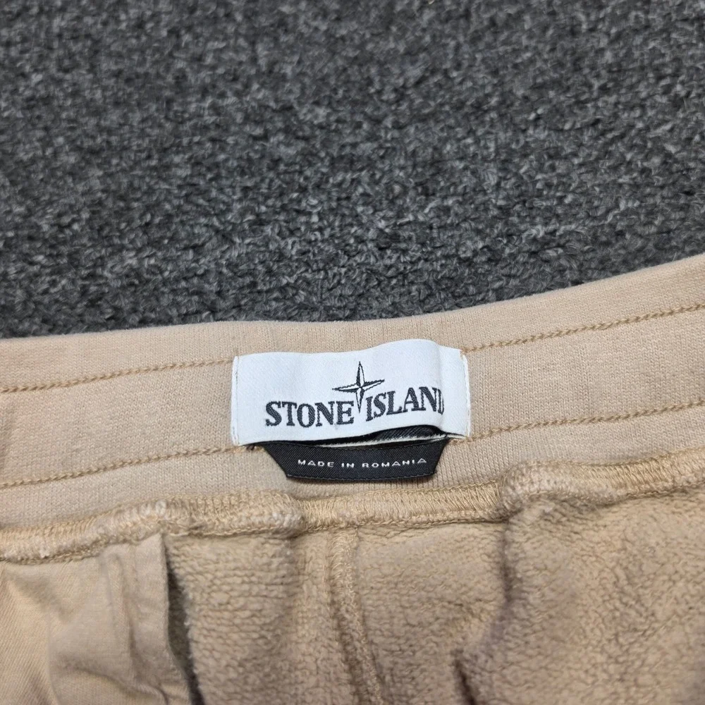 Stone Island Brushed Fleece Sweatpants Beige Men Small Cargo Jogger Slim Fit Tan